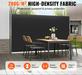 Retractable Side Awning, 63''x 118'' Full Aluminum Rust-Proof Outdoor Privacy Screen, Folding Room Divider Wind Screen for Patio Sun Shade, Backyard, Balcony, Roof Terraces and Pools, Black